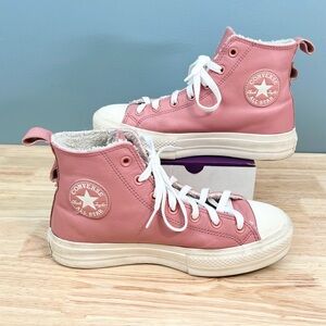 Converse Chuck Taylor All Star Lift High Top Rose Fur Lined Shoes - WOMENS 9.5
